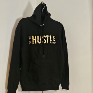 Side Hustle Pro Black Hoodie with Gold Print